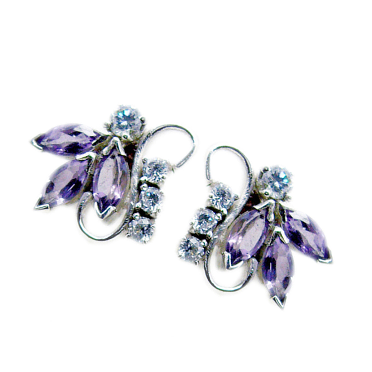 Amethyst Russischer Joaquina Mehrfach-Ohrstecker Lila 925 Sterling Silber Ohrring Zweitbild