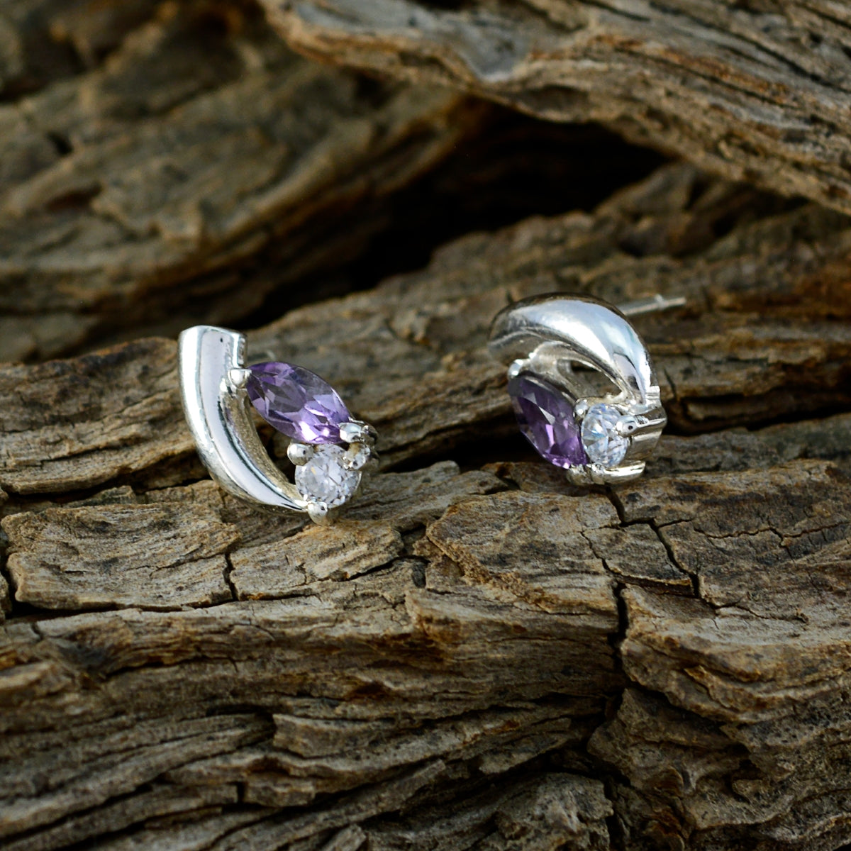 Amethyst-American-Laura-multiple-Stud-Purple-925-Silver-Earring