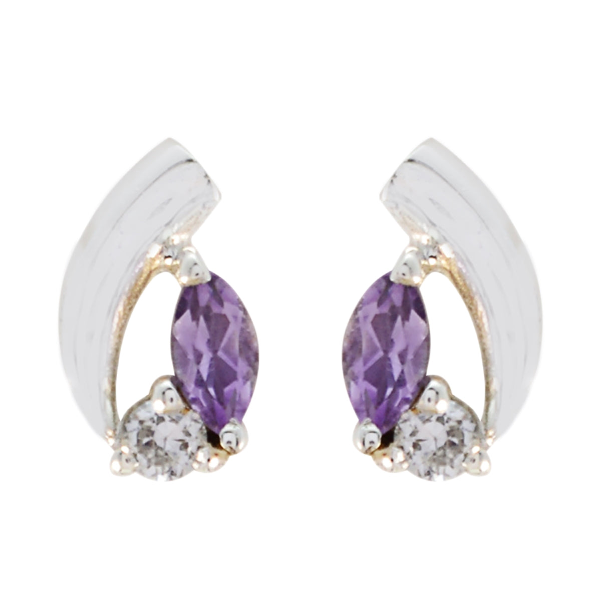 Amethyst-American-Laura-multiple-Stud-Purple-925-Silver-Earring Immagine principale del prodotto