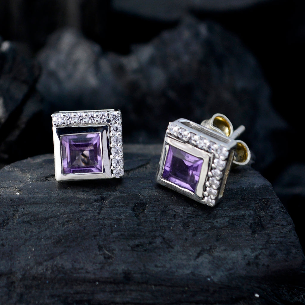 Amethyst-Korean-Lorena-multiple-Stud-Purple-Silver-Earring