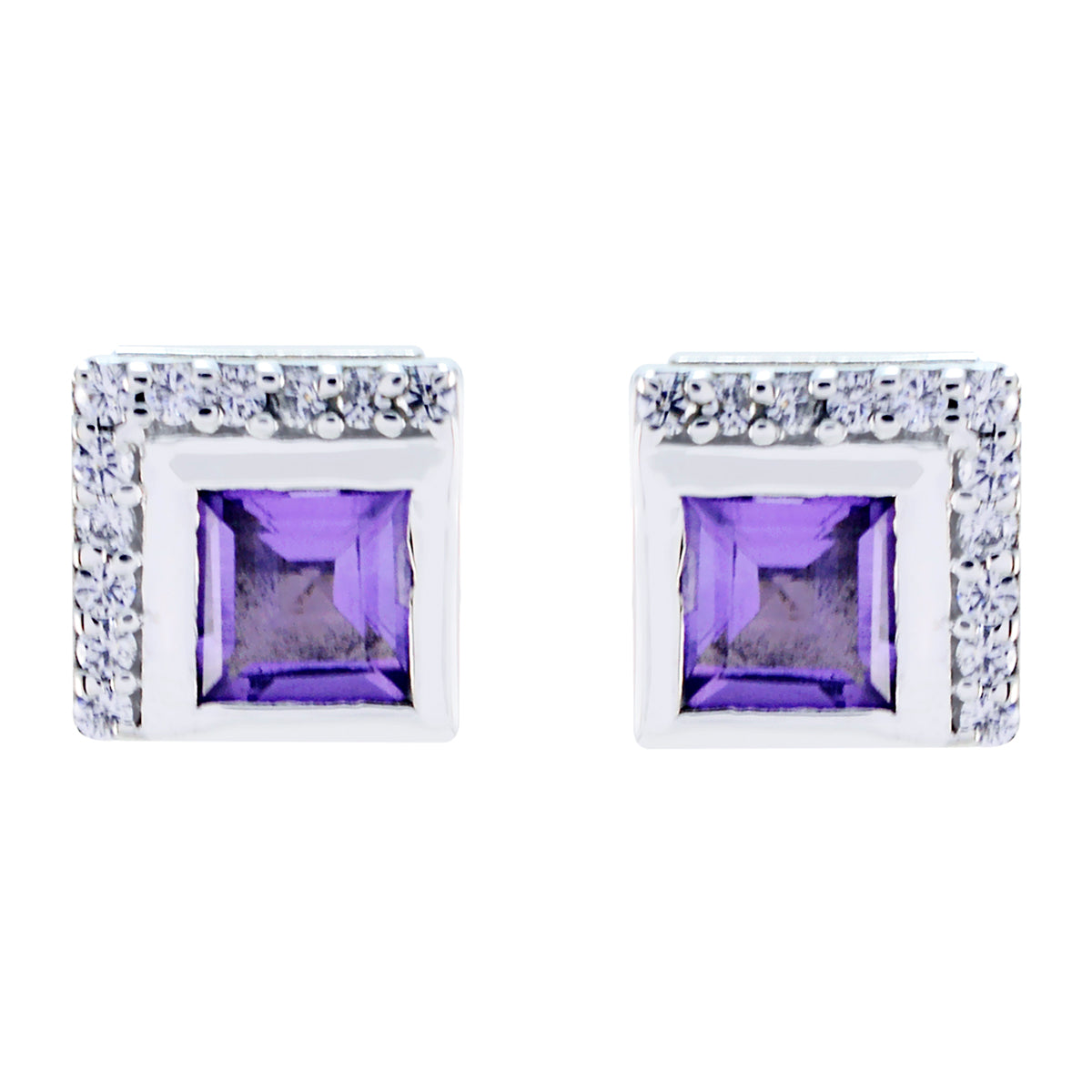 Amethyst-Korean-Lorena-multiple-Stud-Purple-Silver-Earring Imagen principal del producto