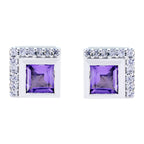 Amethyst-Korean-Lorena-multiple-Stud-Purple-Silver-Earring