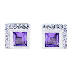 Amethyst-Korean-Lorena-multiple-Stud-Purple-Silver-Earring