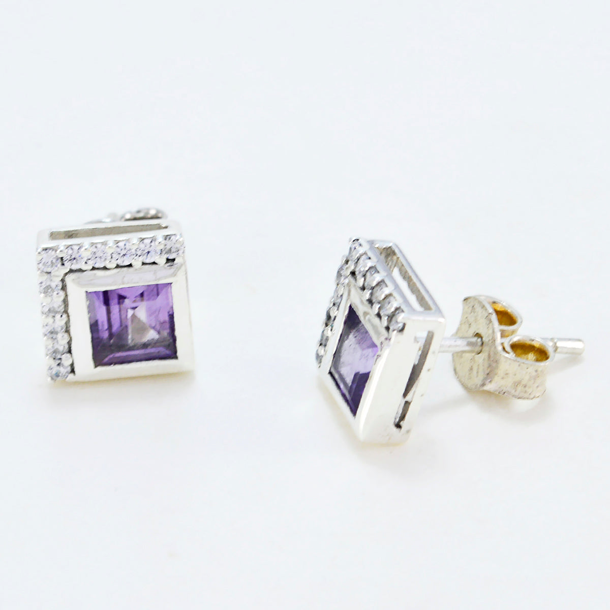 Amethyst-Korean-Lorena-multiple-Stud-Purple-Silver-Earring