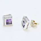 Amethyst-Korean-Lorena-multiple-Stud-Purple-Silver-Earring