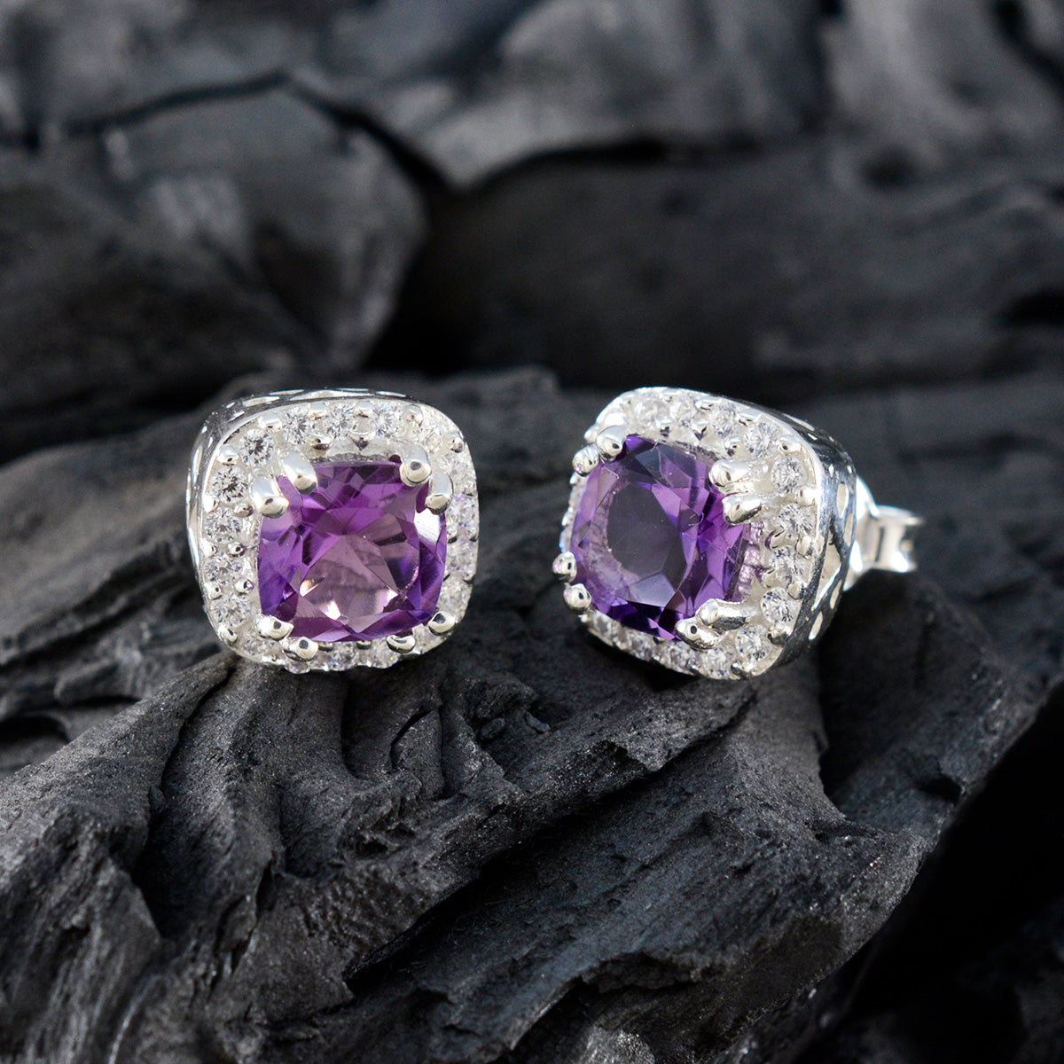 Amethyst-Spanish-Rebeca-multiple-Stud-Purple-Silver-Earring