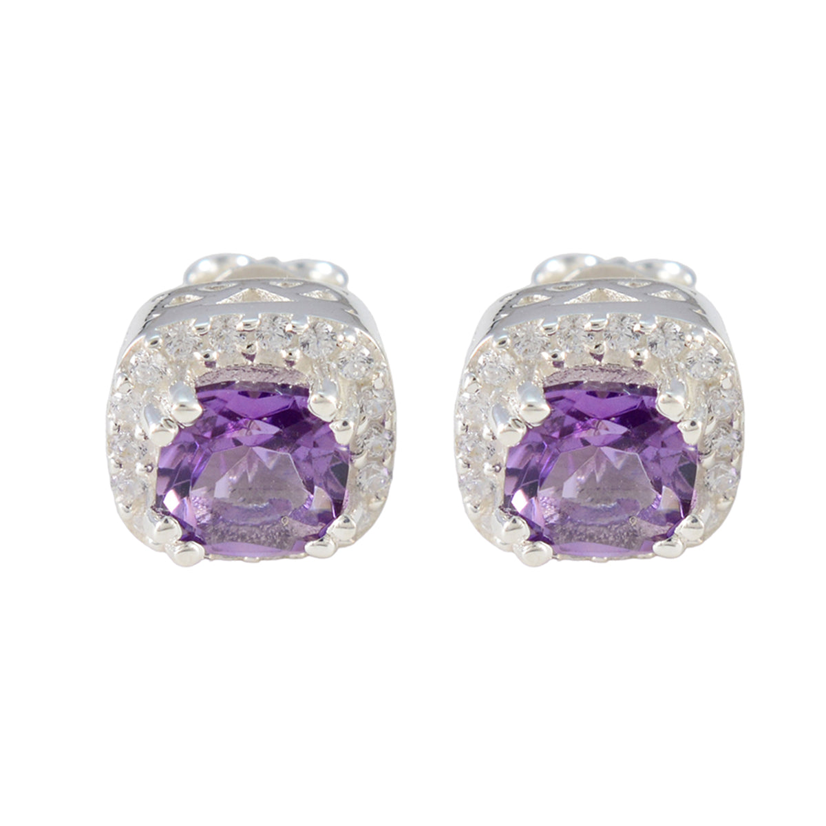 Amethyst-Spanish-Rebeca-multiple-Stud-Purple-Silver-Earring Huvudsaklig produktbild
