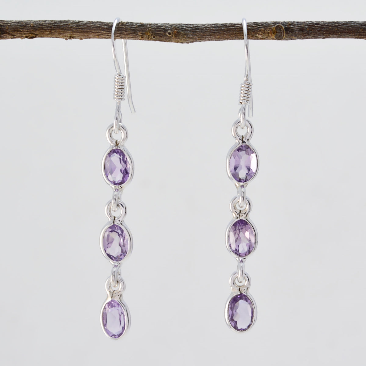 Amethyst Ägyptisch Chloe mehrere Dangle Lila 925 Sterling Silber Ohrring Zweitbild