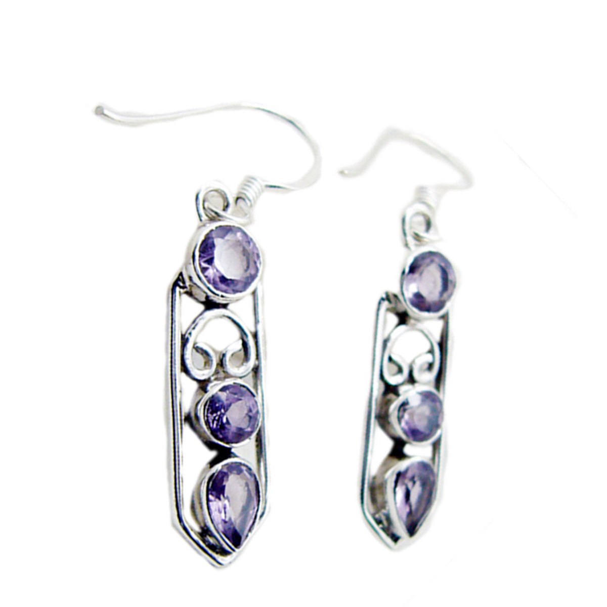Amethyst-Latin-American-Natalia-multiple-Dangle-Purple-925-Sterling-Silver-Earring Hoofdafbeelding