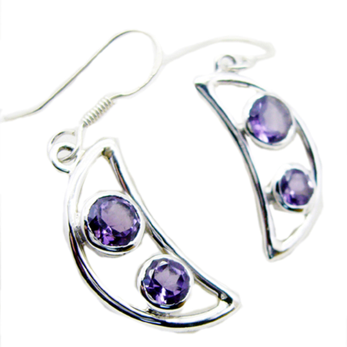 Amethyst-French-Nayara-multiple-Dangle-Purple-Silver-Earring Image principale du produit