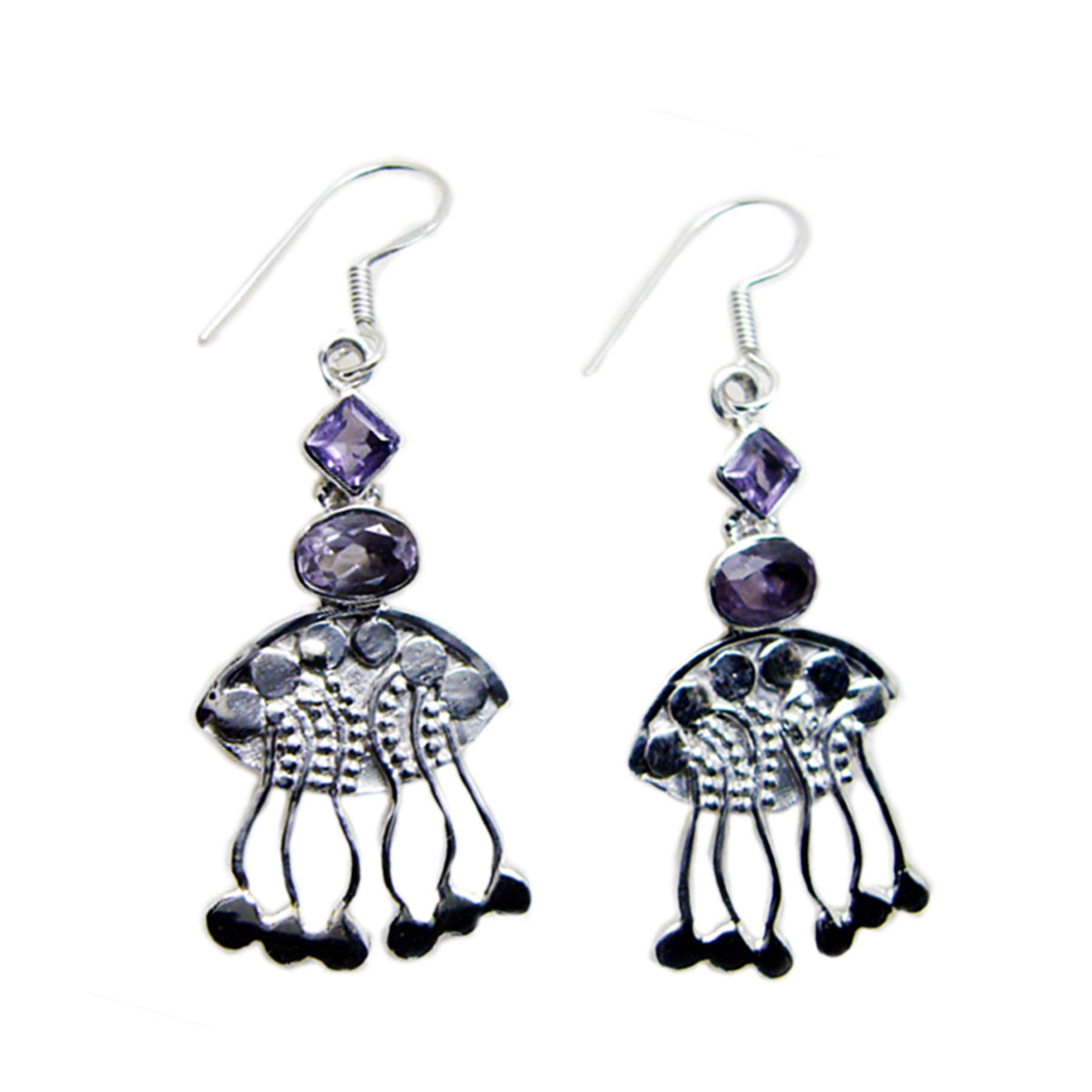 Amethyst-Japanese-Sara-multiple-Dangle-Purple-925-Sterling-Silver-Earring メイン画像