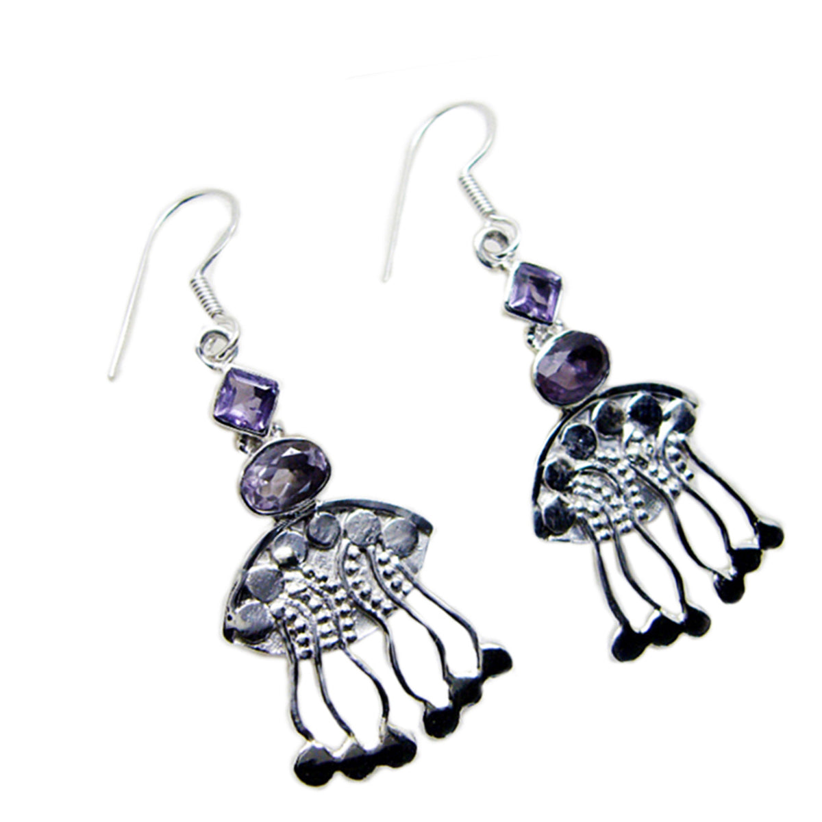 Amethyst-Japanese-Sara-multiple-Dangle-Purple-925-Sterling-Silver-Earring