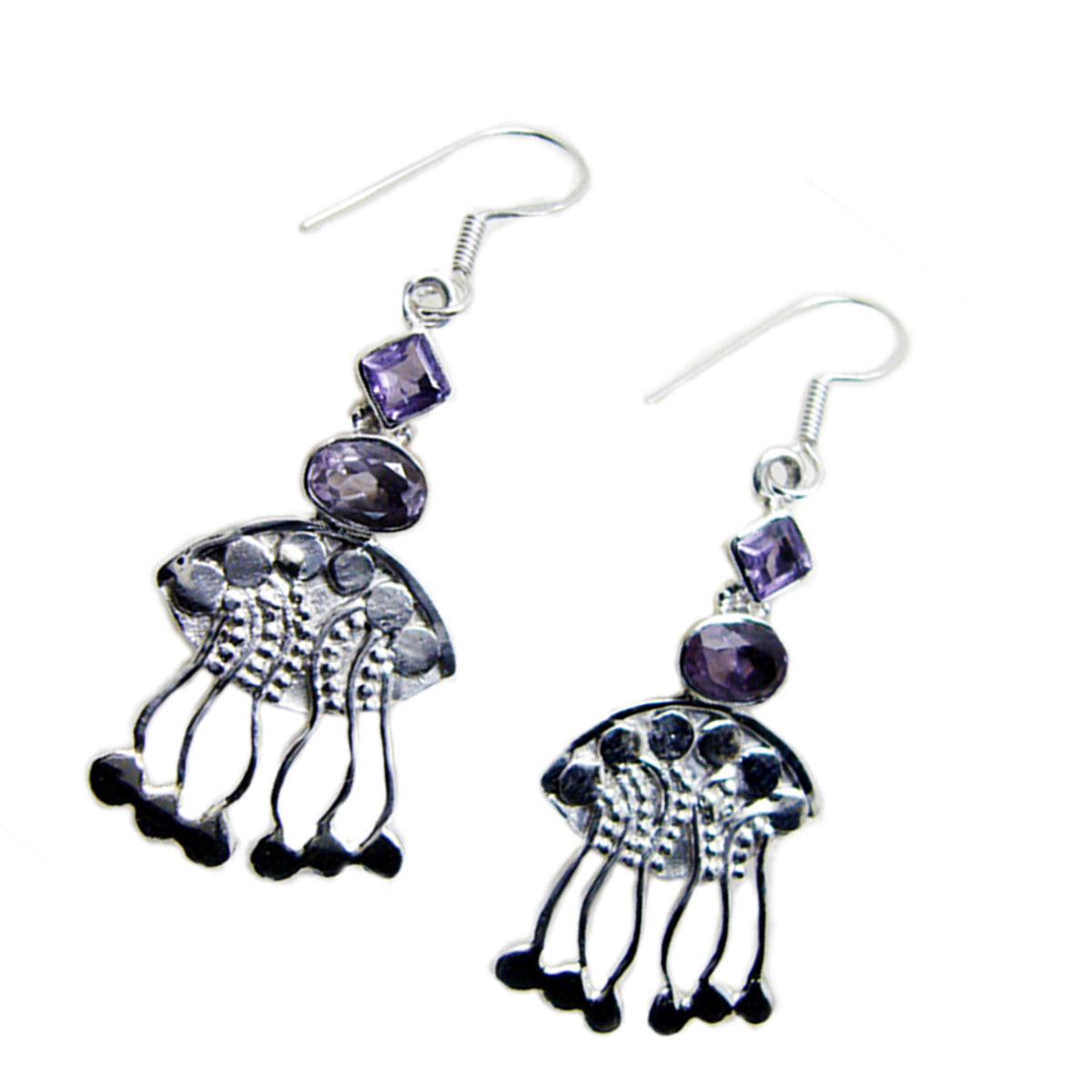 Amethyst-Japanese-Sara-multiple-Dangle-Purple-925-Sterling-Silver-Earring