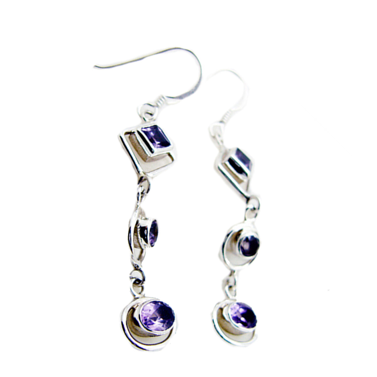 Amethyst-Turkish-Sofía-multiple-Dangle-Purple-Silver-Earring Hoofdafbeelding