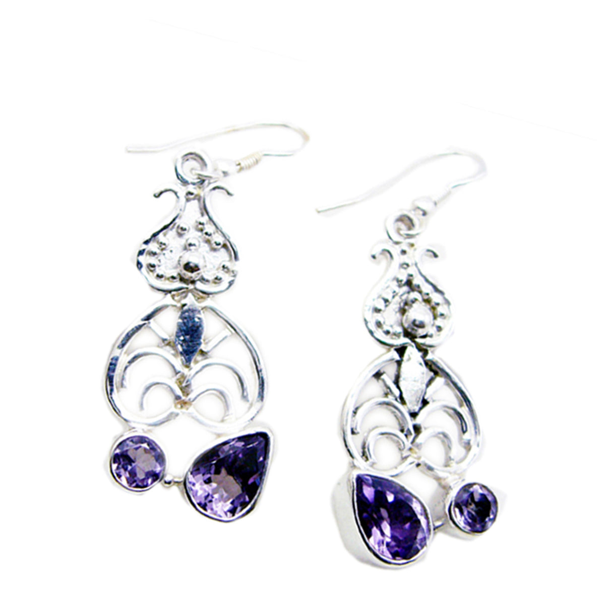 Amethyst-Italian-Teresa-multiple-Dangle-Purple-Sterling-Silver-Earring メイン画像