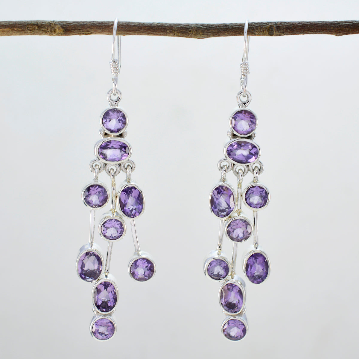 Boucles d'oreilles pendantes multiples en argent sterling violet avec améthyste mexicaine Victoria Image secondaire du produit