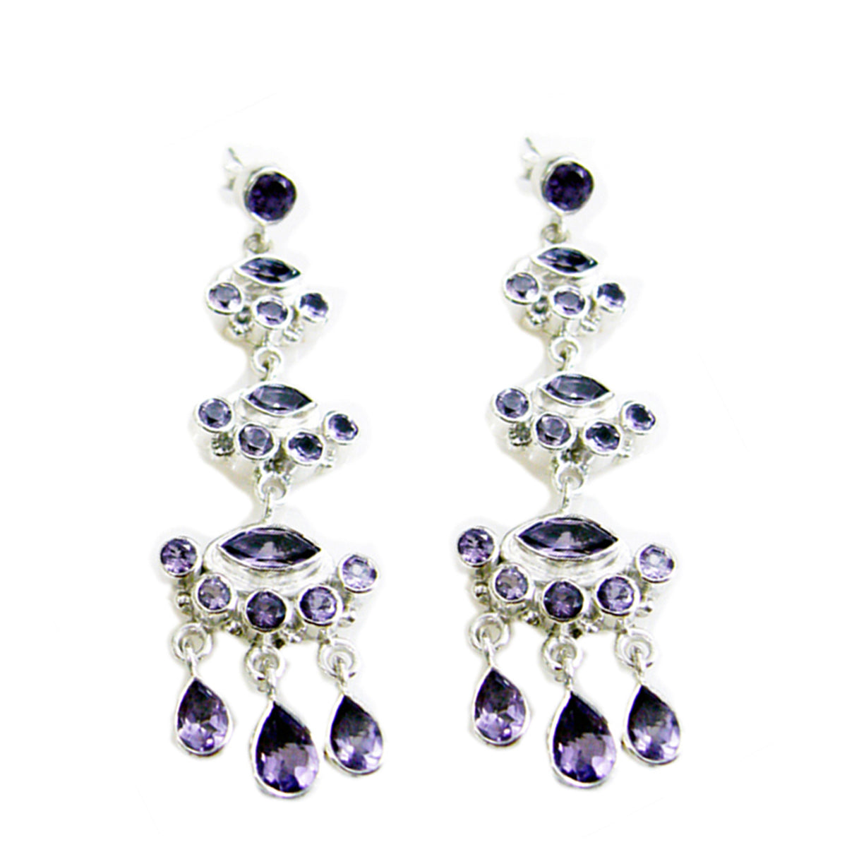 Amethyst-Australian-Aaliyah-multiple-Stud-Purple-925-Silver-Earring