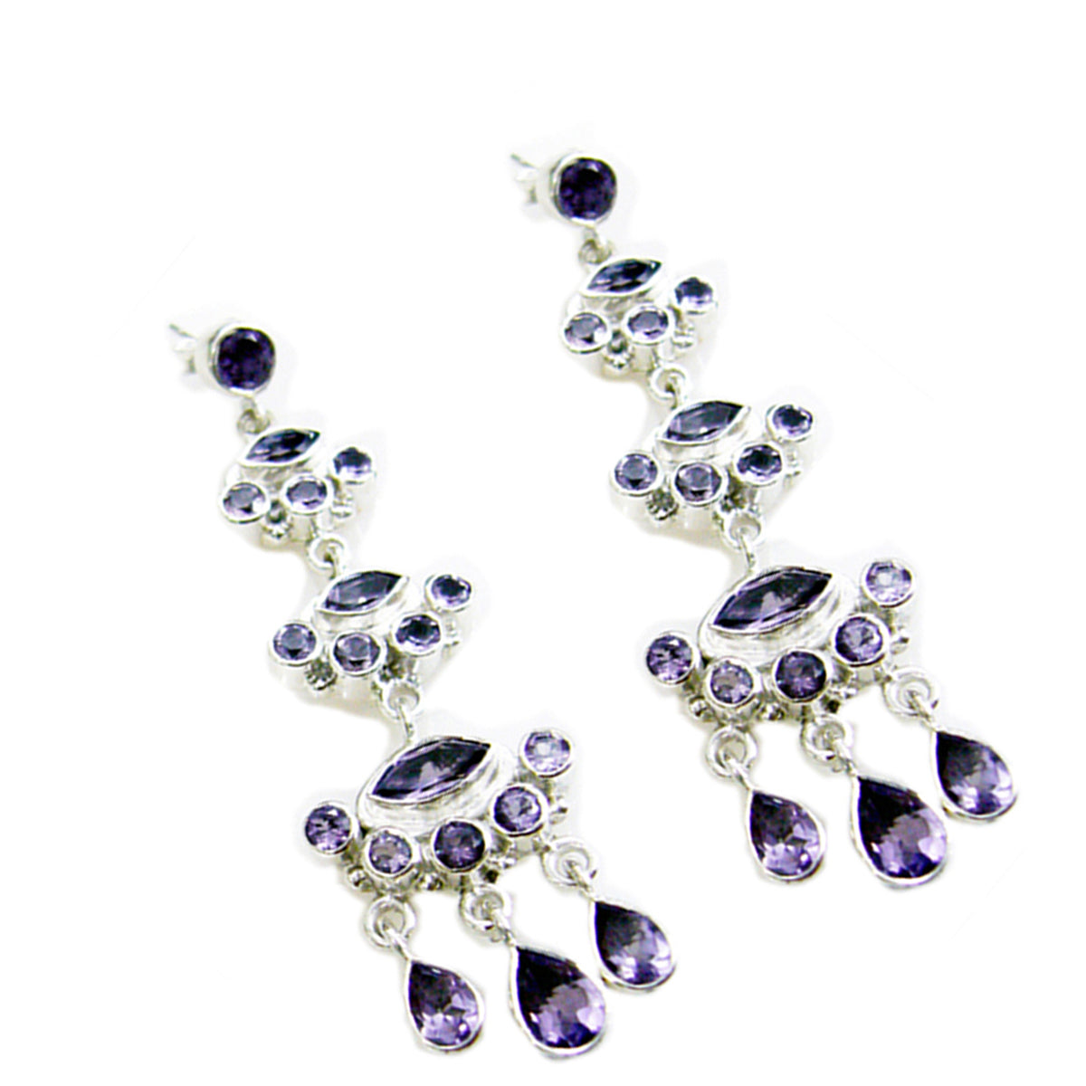 Amethyst-Australian-Aaliyah-multiple-Stud-Purple-925-Silver-Earring