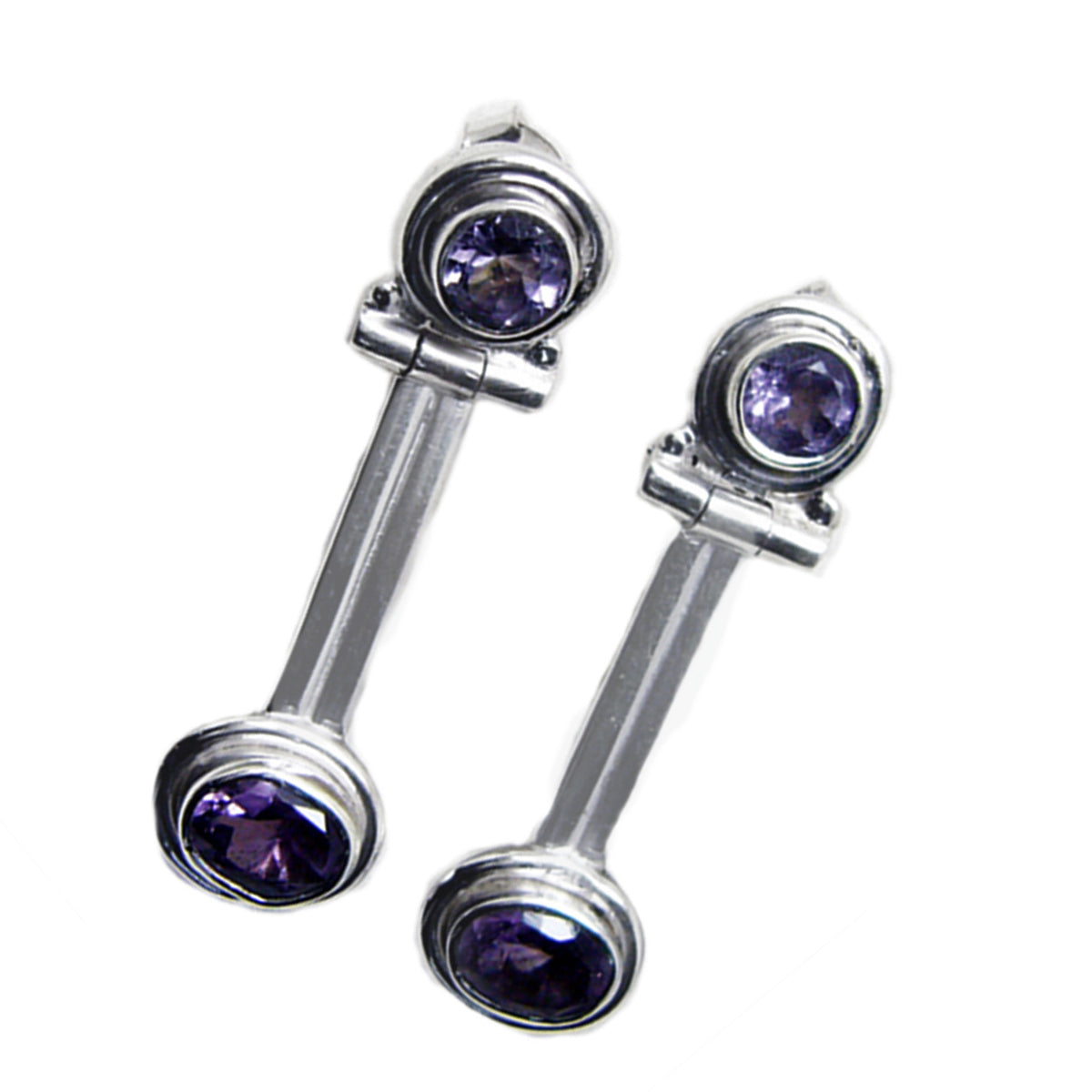 Boucles d'oreilles à tige multiples en argent sterling violet et améthyste française Agnès Image secondaire du produit