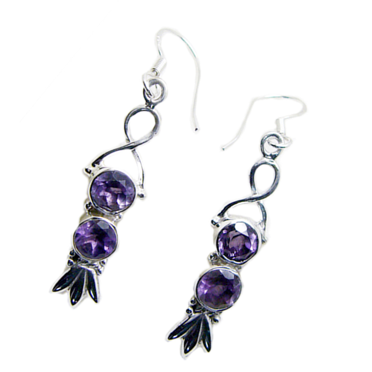 Boucles d'oreilles pendantes multiples Aisha en argent 925 violet avec améthyste allemande Image secondaire du produit