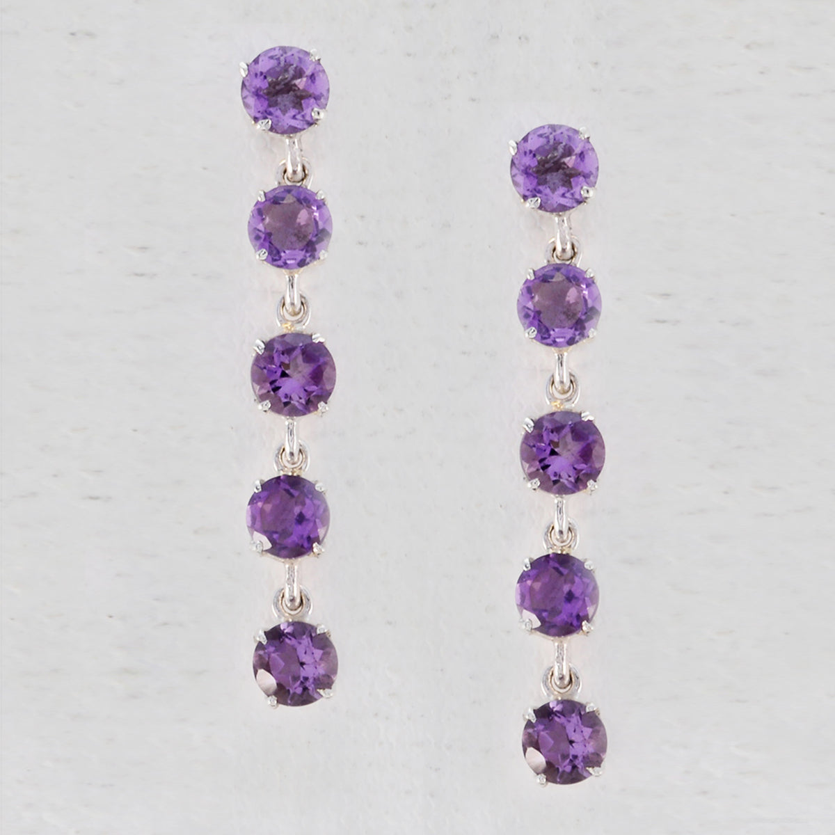 Amethyst Russian Alina multiple Stud Purple 925 Silver Earring Второстепенное изображение товара