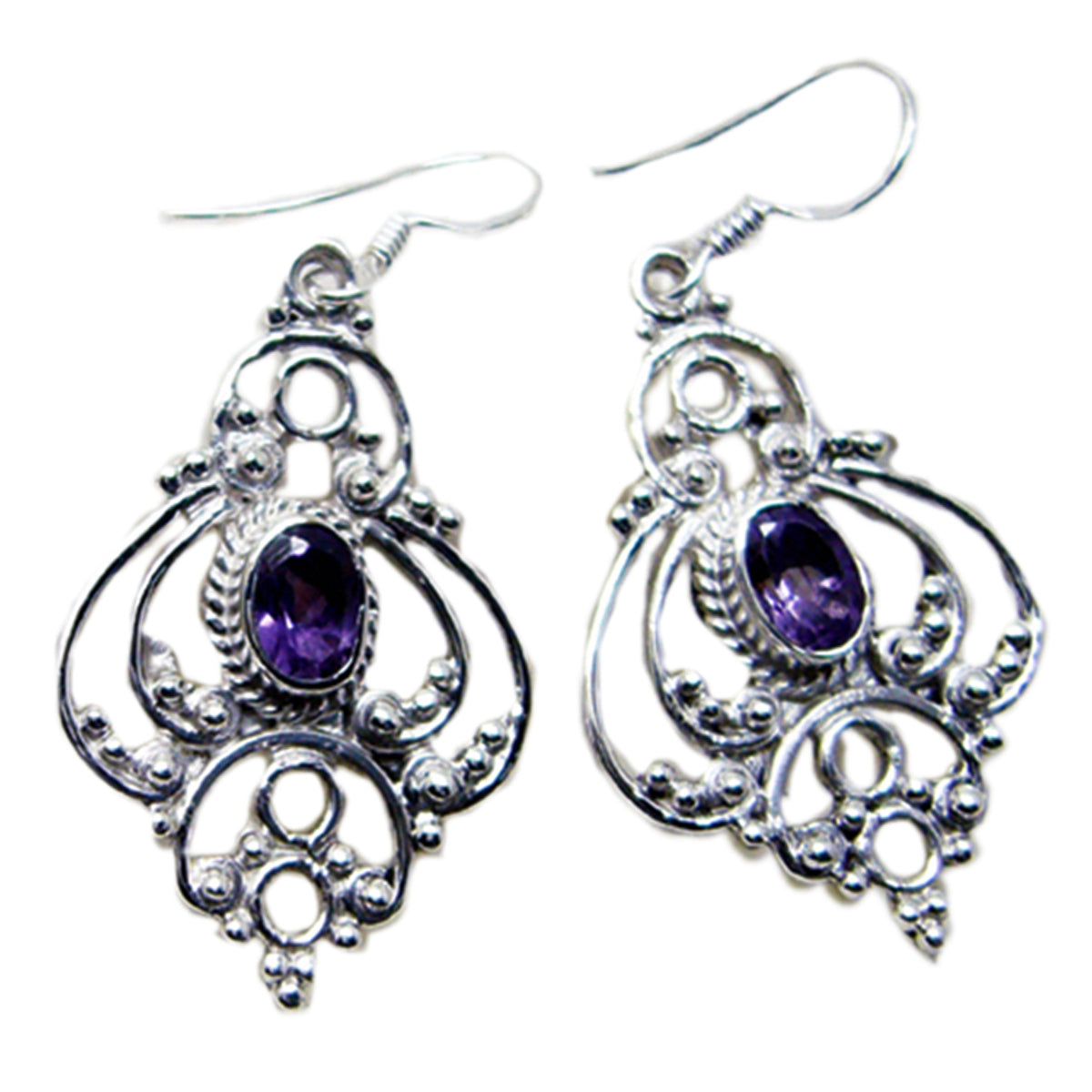 Amethyst-Moroccan-Amelia-multiple-Dangle-Purple-925-Silver-Earring Image principale du produit