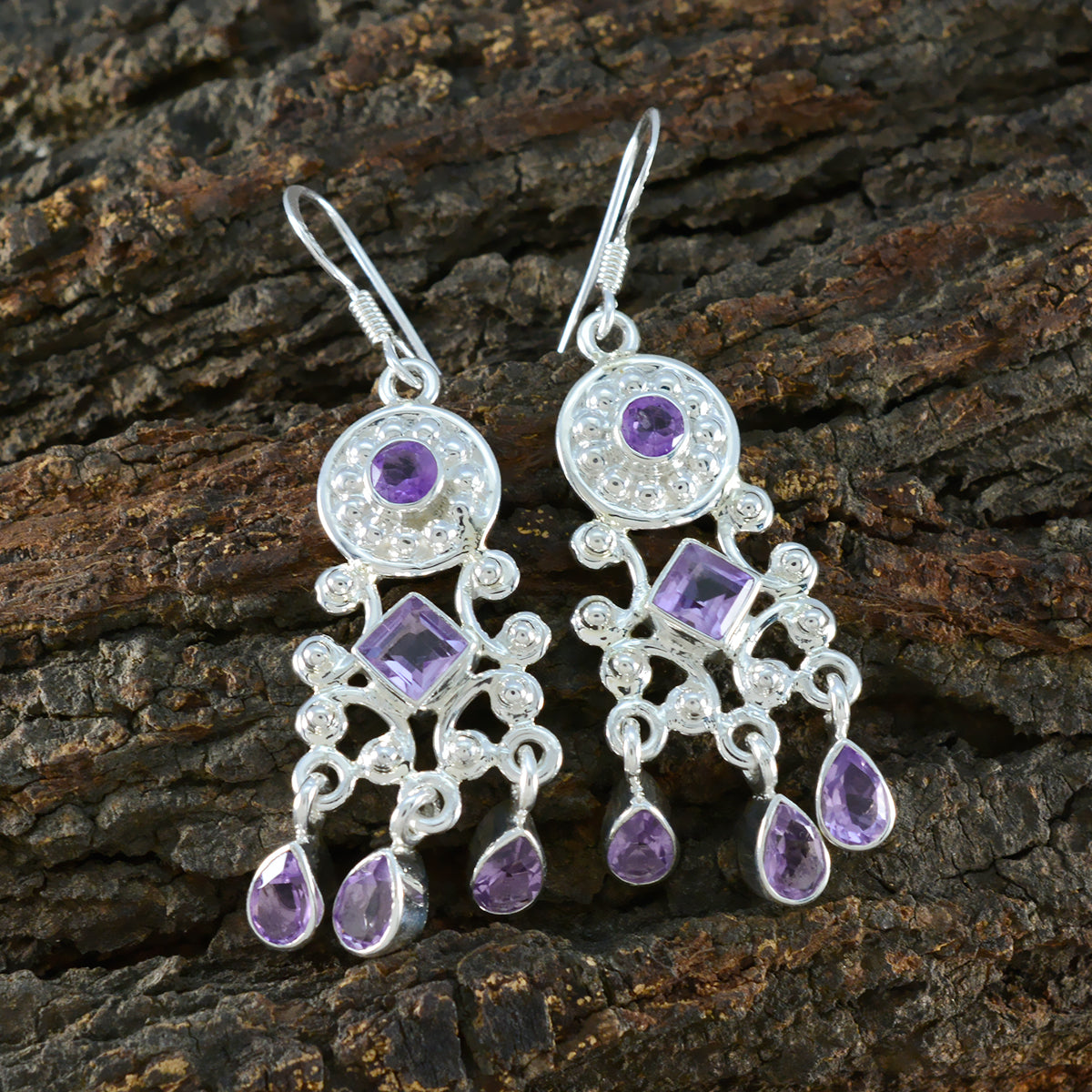 Amethyst-Egyptian-Anna-multiple-Dangle-Purple-925-Sterling-Silver-Earring