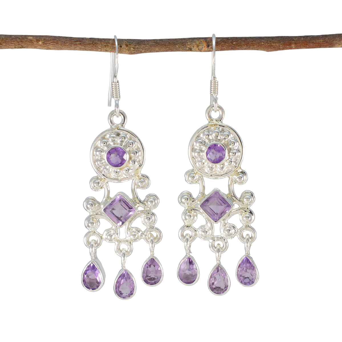Amethyst-Egyptian-Anna-multiple-Dangle-Purple-925-Sterling-Silver-Earring