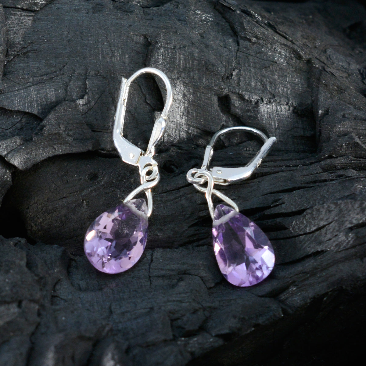 Amethyst Egyptian Eliza multiple Dangle Purple 925 Sterling Silver Earring Второстепенное изображение товара