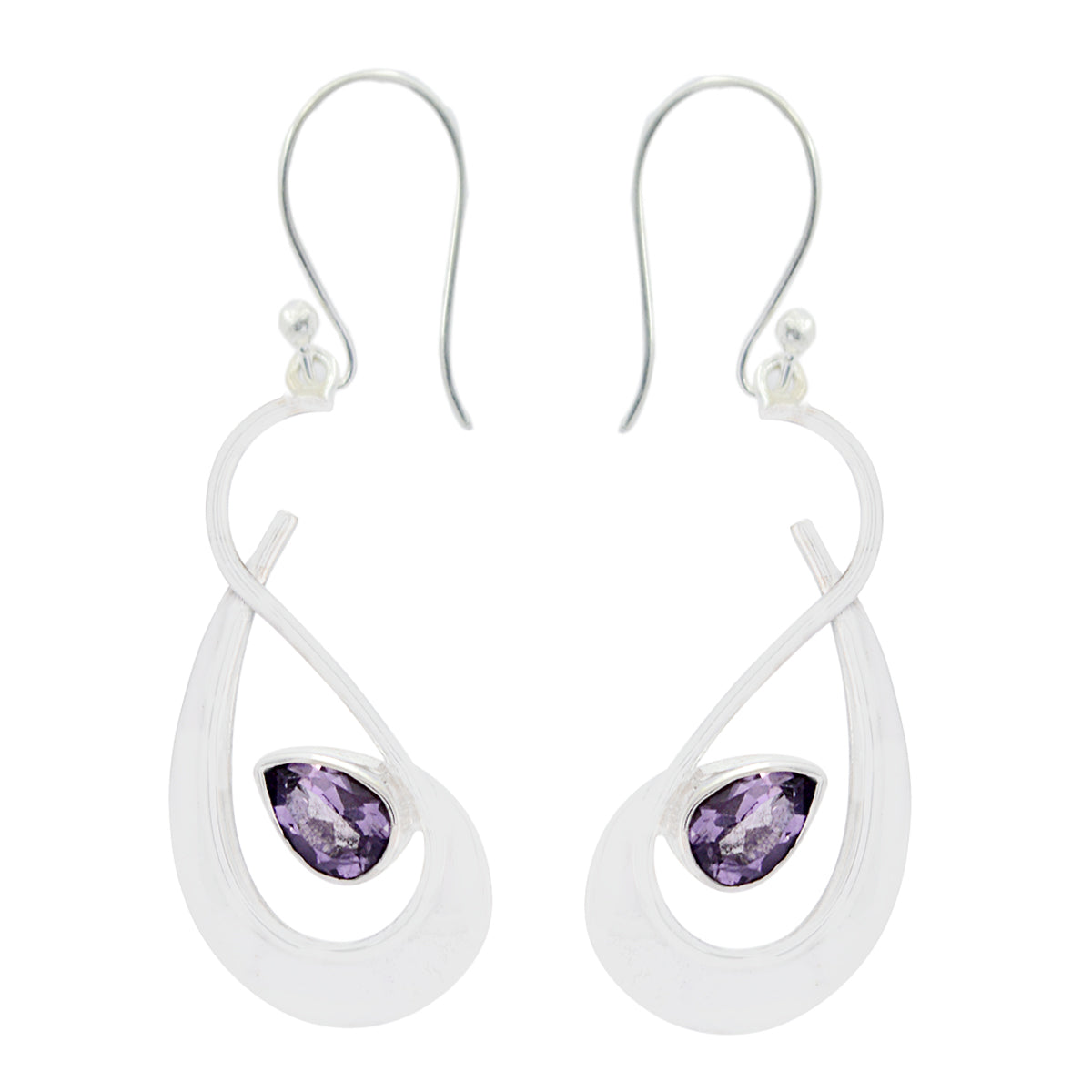 Amethyst-German-Clara-Solitaire-Dangle-Lila-Silber-Ohrring Hauptbild