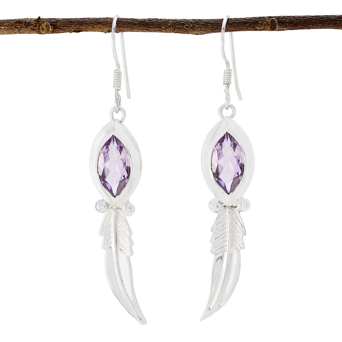 Amethyst-Türkisch-Emily-Solitär-Ohrhänger-Lila-925-Sterling-Silber Hauptbild