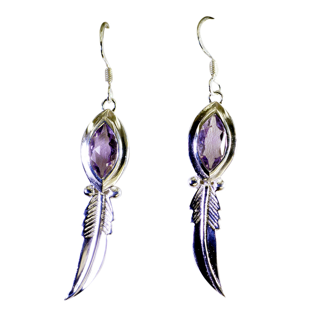 Amethyst Türkischer Emily Solitär Ohrhänger Lila 925 Sterling Silber Zweitbild