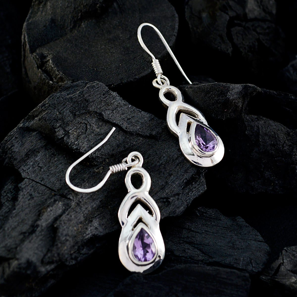 Amethyst-Middle-Eastern-Eva-Solitaire-Dangle-Purple-925-Silver-Earring