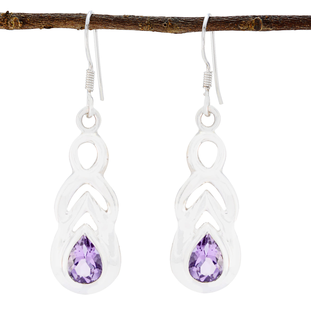 Amethyst-Middle-Eastern-Eva-Solitaire-Dangle-Purple-925-Silver-Earring Hoofdafbeelding