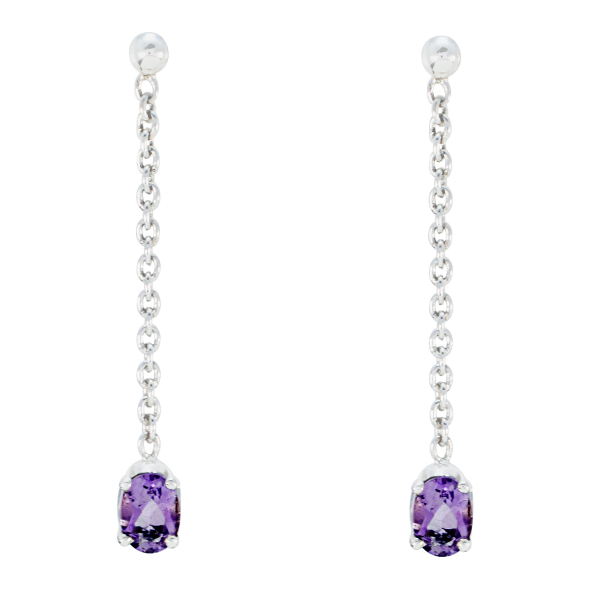 Amethyst-Mexican-Evelyn-Solitaire-Stud-Purple-92.5-Silver-Earring Главное изображение товара