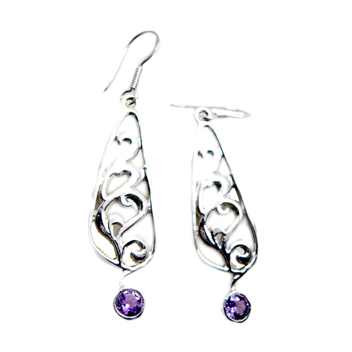 Amethyst-Spanish-Genesis-Solitaire-Dangle-Purple-92.5-Silver-Earring Huvudsaklig produktbild