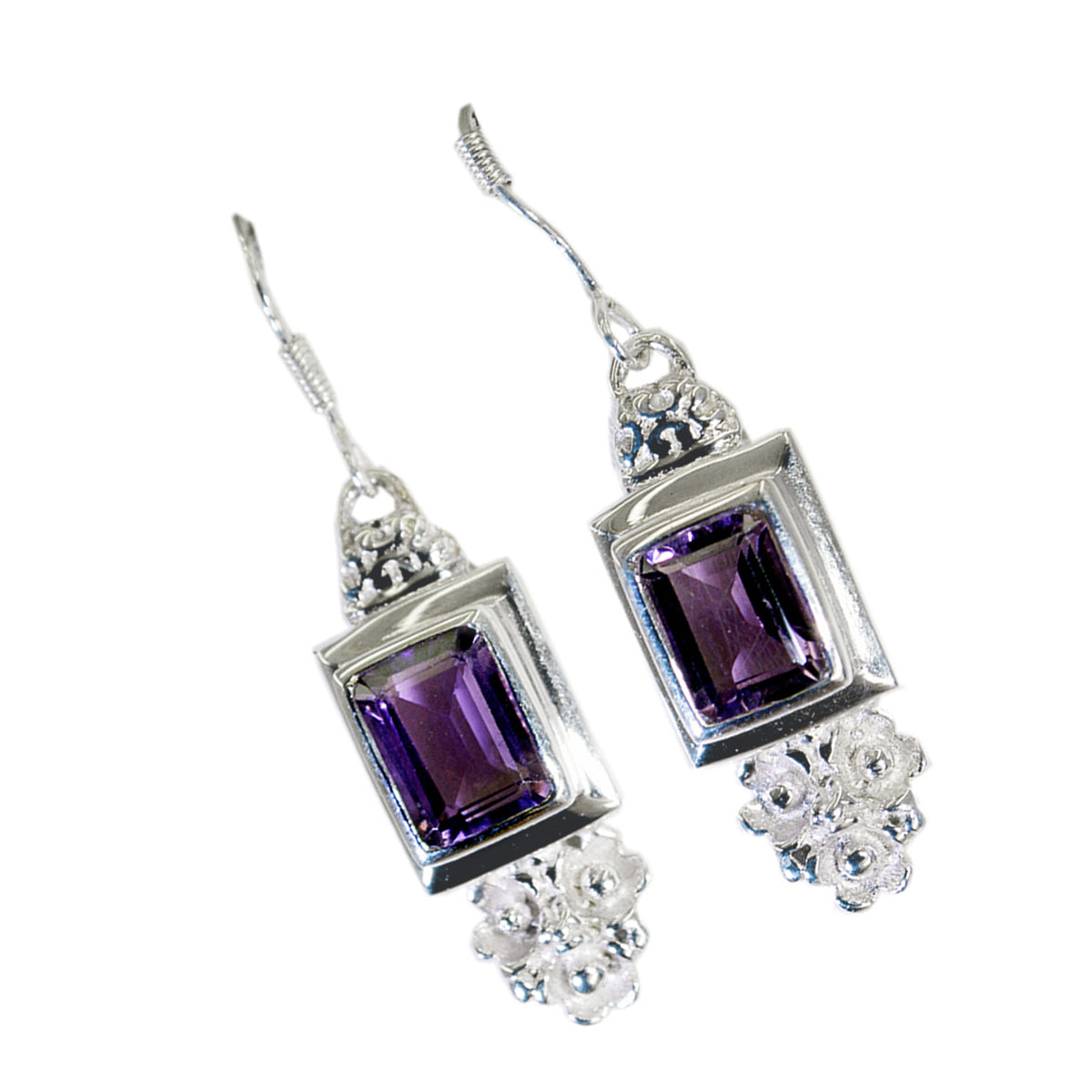 Amethist Afrikaanse Hanna Solitaire Dangle Paarse 925 Zilveren Oorbel Secundaire afbeelding