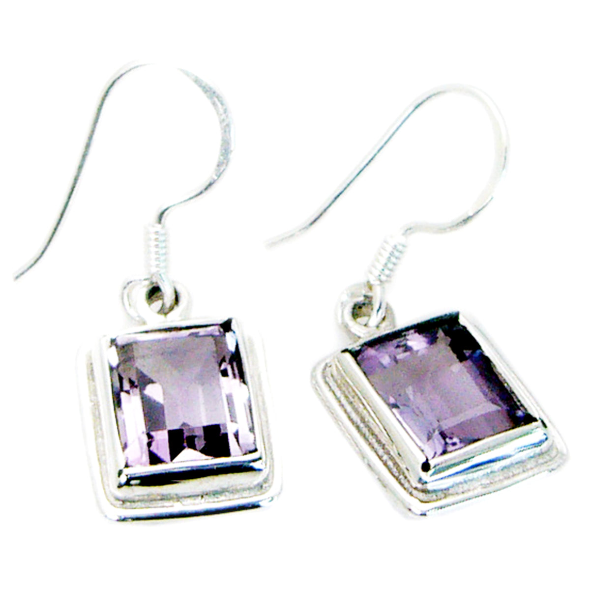 Amethyst Russian Hannah Solitaire Dangle Purple 92.5 Silver Earring Второстепенное изображение товара