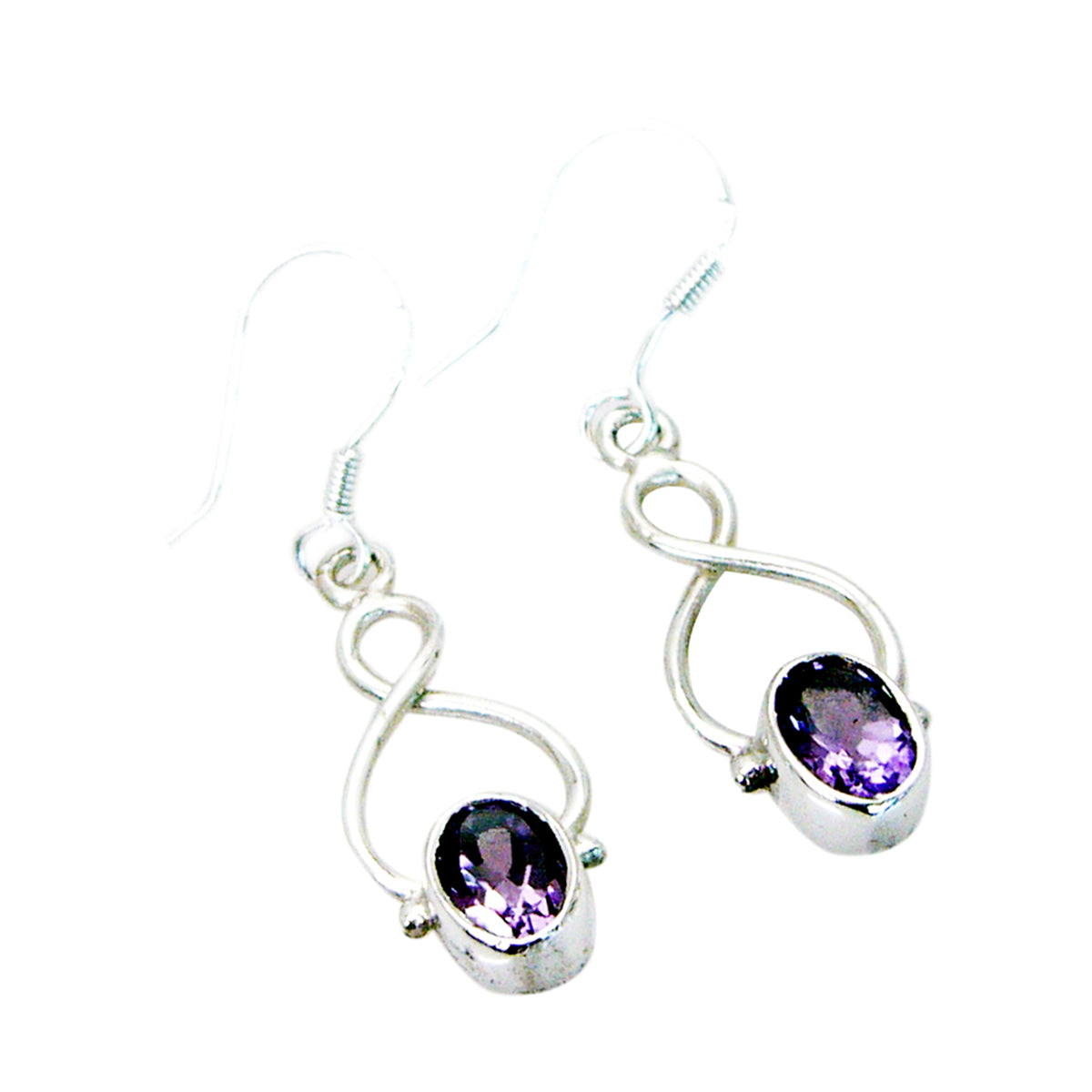 Boucles d'oreilles pendantes en argent 92,5 avec solitaire Harper marocain et améthyste violette Image secondaire du produit