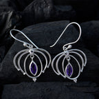 Amethyst-Egyptian-Hazel-Solitaire-Dangle-Purple-Silver-Earring