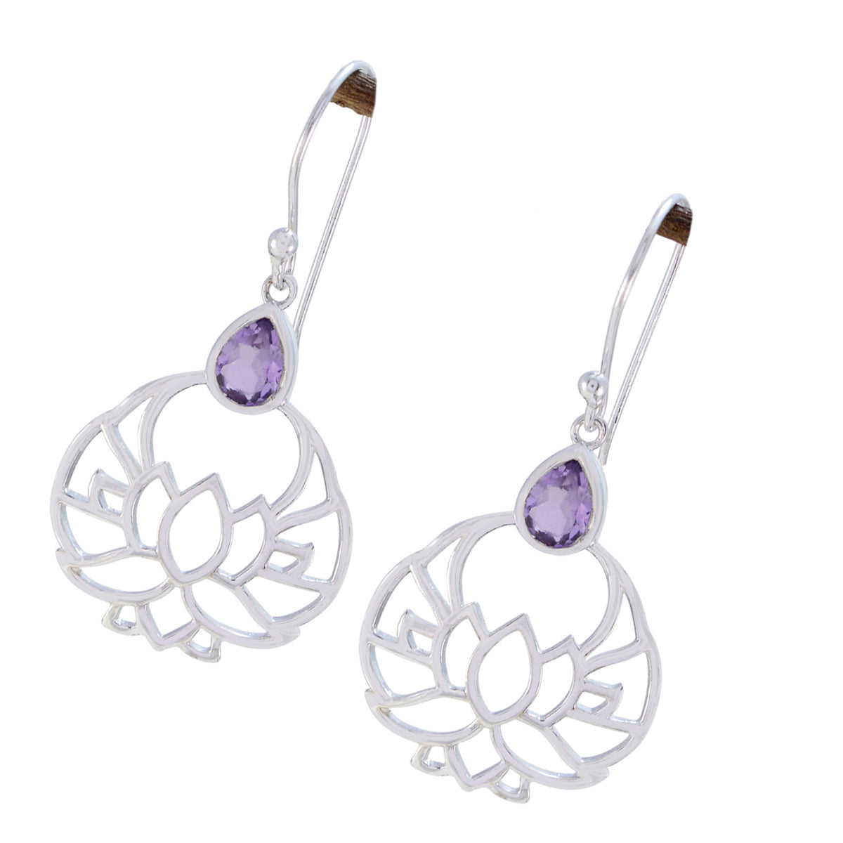 Amethyst Turkish Isabel Solitaire Dangle Purple 92.5 Silver Earring Второстепенное изображение товара