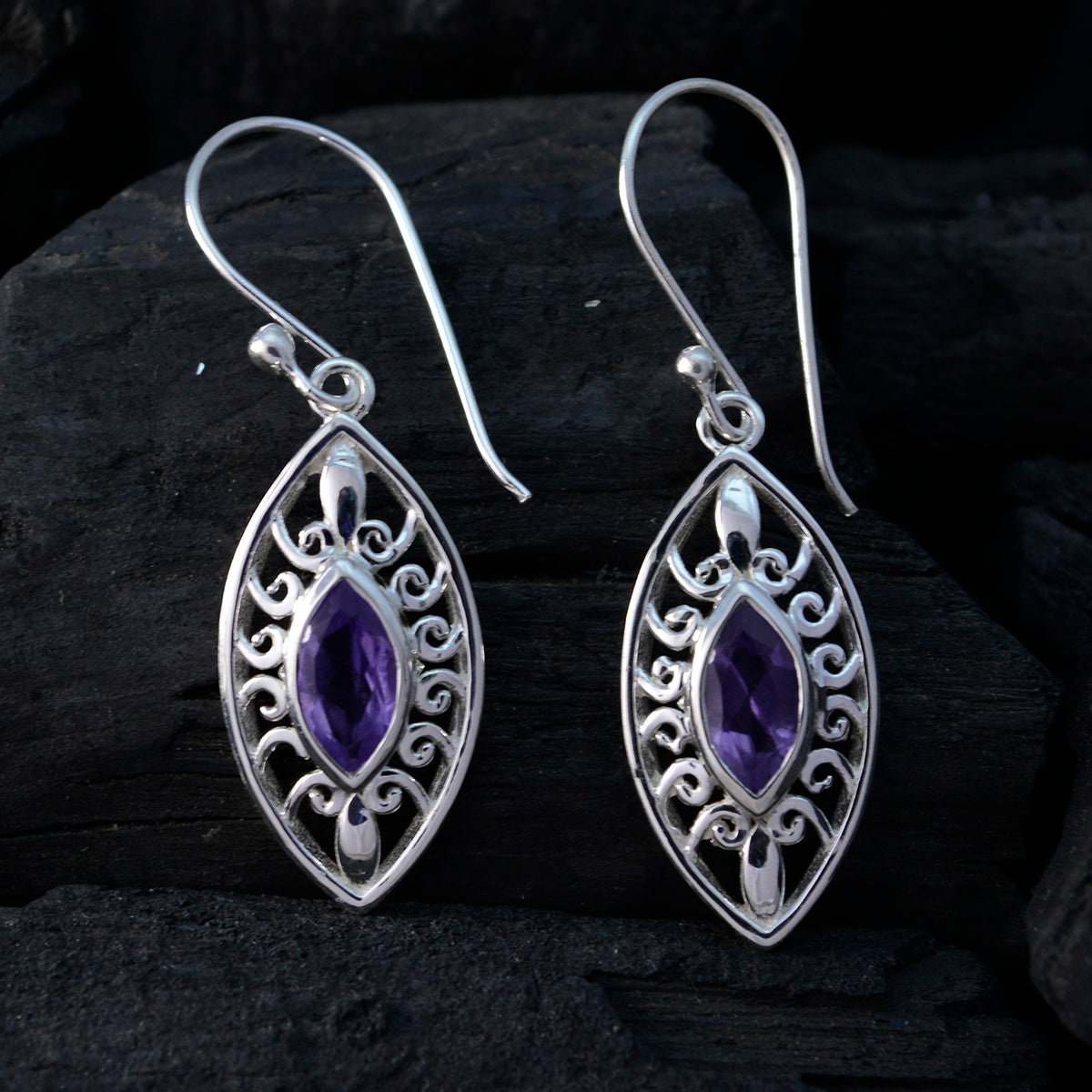 Amethyst-Italian-Isabella-Solitaire-Dangle-Purple-92.5-Silver-Earring