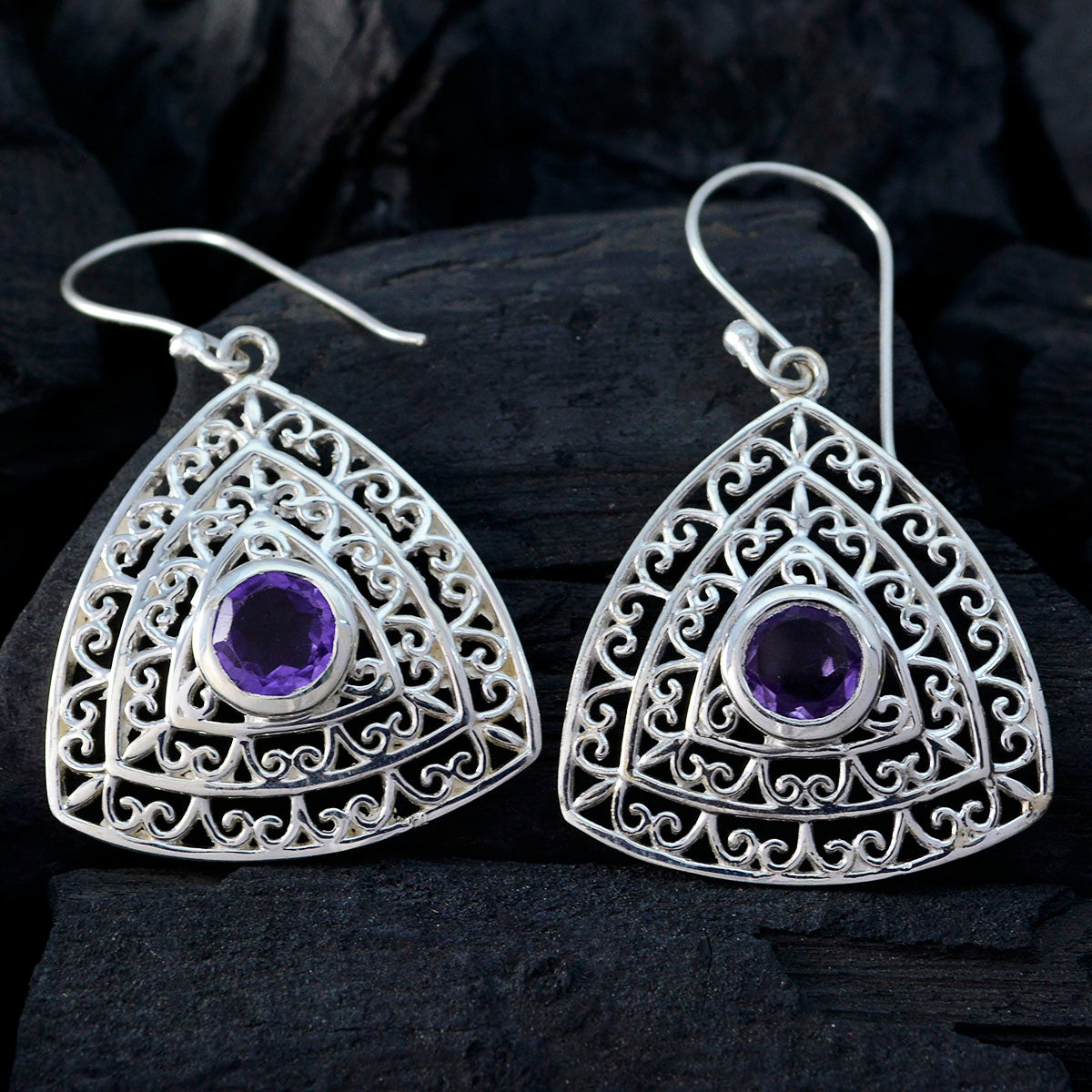 Amethyst-Australian-Ivy-Solitaire-Dangle-Purple-925-Sterling-Silver-Earring