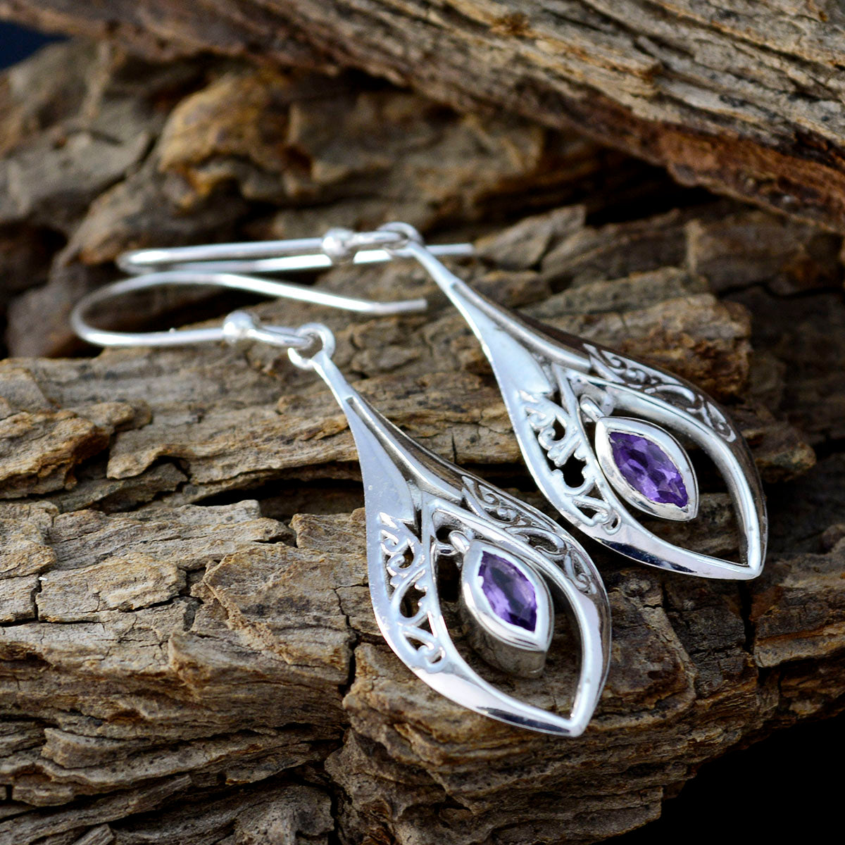 Amethyst-Latin-American-Julia-Solitaire-Dangle-Purple-925-Silver-Earring
