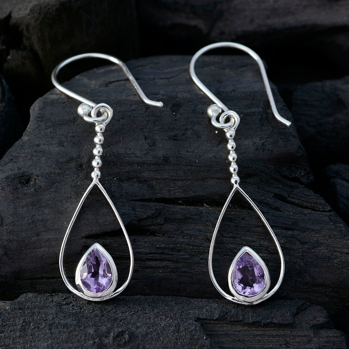 Amethyst Französisch Katarina Solitär Ohrhänger Lila 925 Sterling Silber Zweitbild