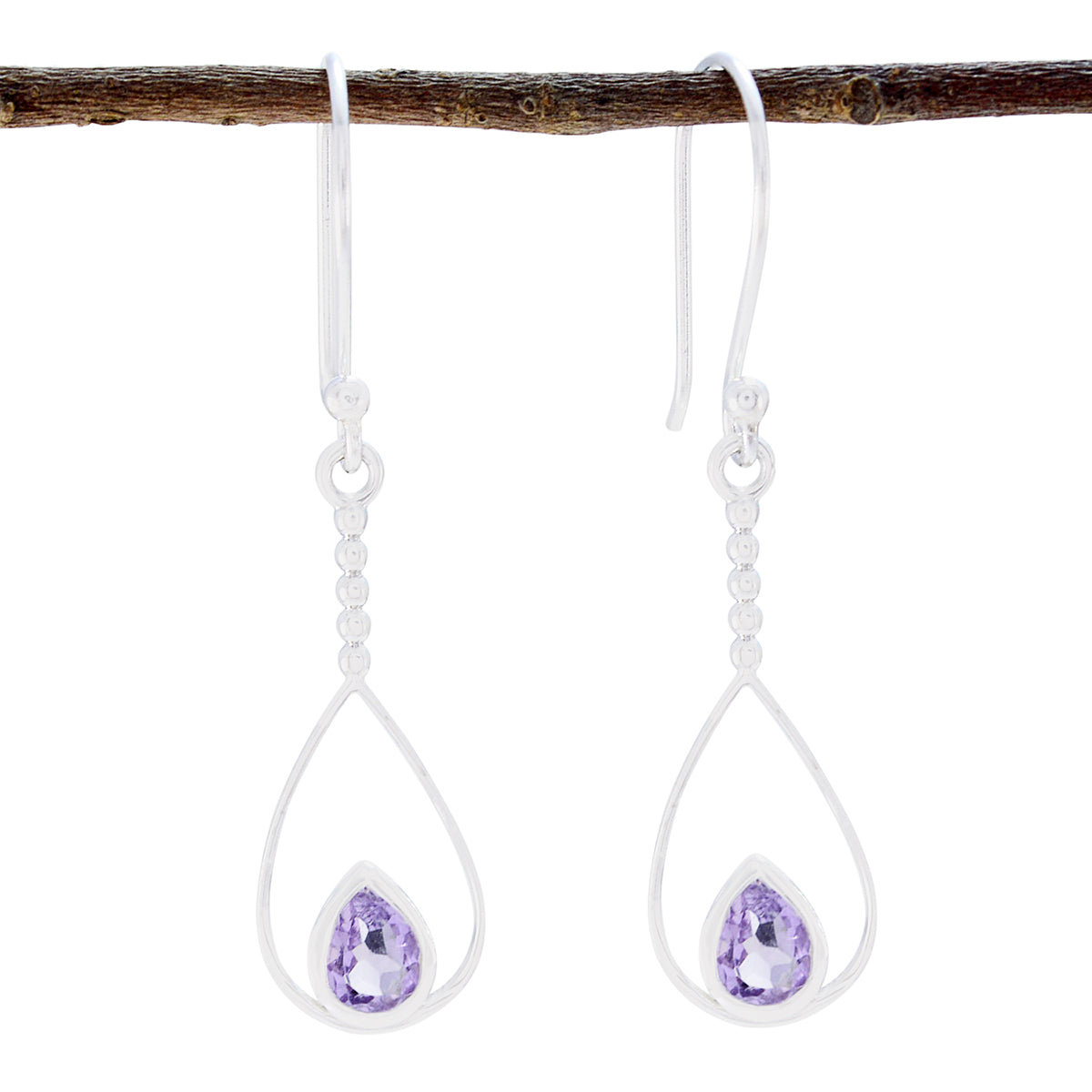 Amethyst-Französisch-Katarina-Solitär-Ohrhänger-Lila-925-Sterling-Silber Hauptbild