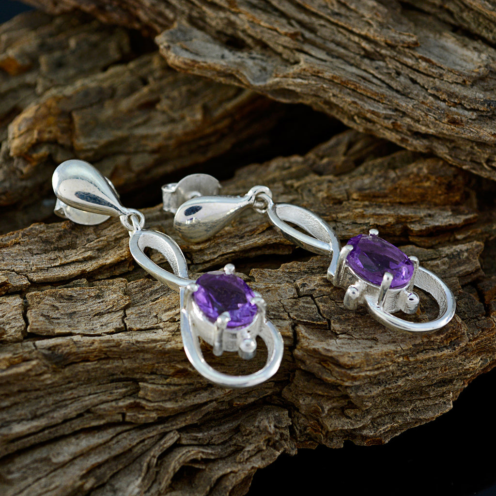 Amethyst-American-Leah-Solitaire-stud-Purple-Silver-Earring