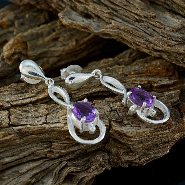 Amethyst-American-Leah-Solitaire-stud-Purple-Silver-Earring
