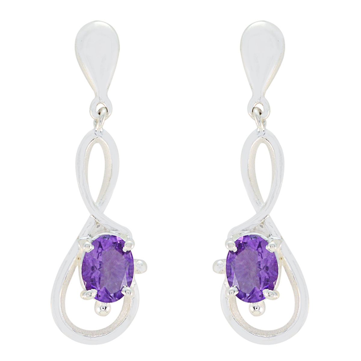 Amethyst-American-Leah-Solitaire-stud-Purple-Silver-Earring Huvudsaklig produktbild