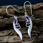 Amethyst-Japanese-Lily-Solitaire-Dangle-Purple-925-Silver-Earring